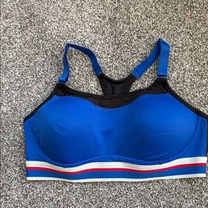 Champion Blue and Black Sports Bra with Red Stripe
